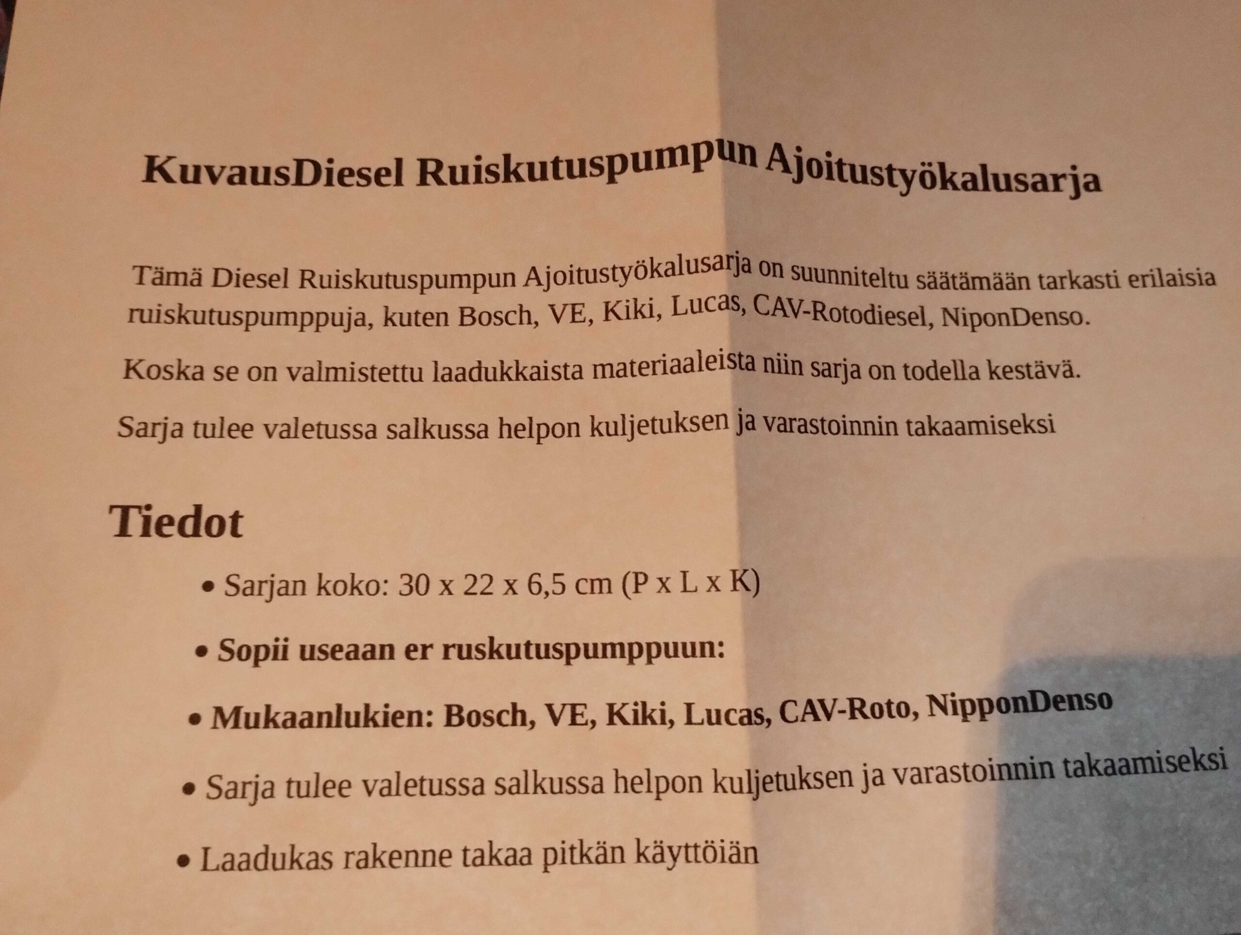 Diesel Ruiskutuspumpun ajoitustyökalusarja. - Image 11